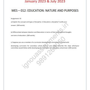 IGNOU MES-12 Solved Assignment Jan & July 2023 English Medium