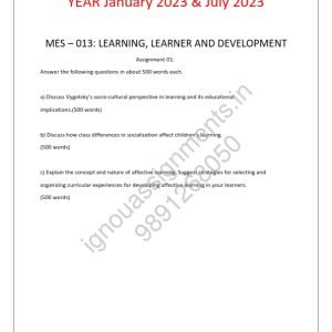 IGNOU MES-13 Solved Assignment Jan & July 2023 English Medium