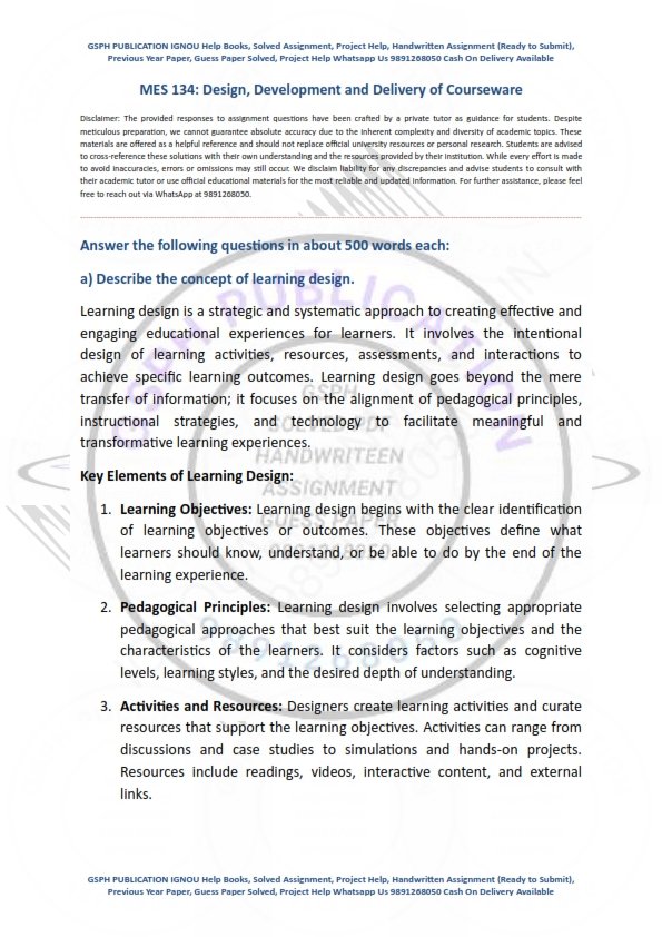 IGNOU MES-134 Solved Assignment Jan & July 2023 English Medium