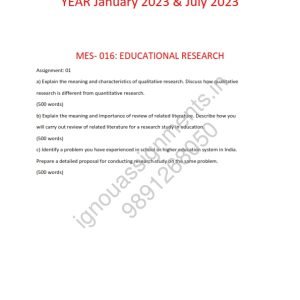 IGNOU MES-16 Solved Assignment Jan & July 2023 English Medium