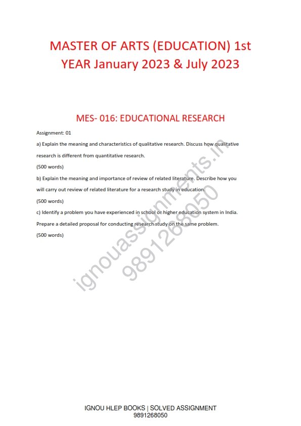 IGNOU MES-031 Solved Assignment Jan & July 2023 English Medium