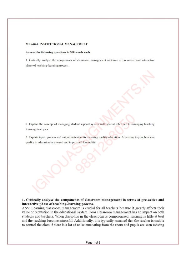 IGNOU MES-44 Solved Assignment Jan & July 2023 English Medium