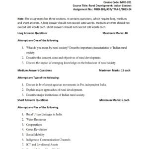 IGNOU MRD-201 Solved Assignment 2023-24 English Medium