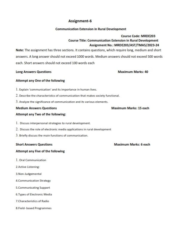 IGNOU MRDE-203 Solved Assignment 2023-24 English Medium