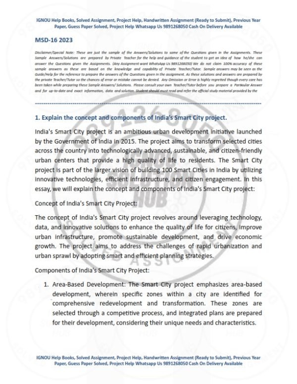 IGNOU MSD-016 Solved Assignment 2023 English Medium