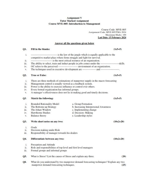 IGNOU MVE-05 Solved Assignment 2023-24 English Medium