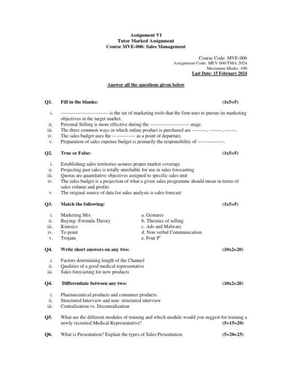 IGNOU MVE-06 Solved Assignment 2023-24 English Medium