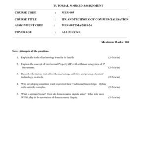IGNOU MER-005 Solved Assignment 2023-24 English Medium