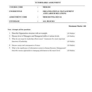 IGNOU MER-010 Solved Assignment 2023-24 English Medium